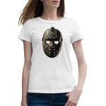 Fashion, accesorii si bijuterii - Femei - Imbracaminte femei - Tricouri si topuri femei - Tricou femei Mortal Kombat Jason Mask Friday 13 Hockey, alb, marime 2XL - Infinity.ro