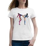 Fashion, accesorii si bijuterii - Femei - Imbracaminte femei - Tricouri si topuri femei - Tricou femei Mortal Kombat Mileena VS Kitana, alb, marime 2XL - Infinity.ro