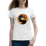 Fashion, accesorii si bijuterii - Femei - Imbracaminte femei - Tricouri si topuri femei - Tricou femei Mortal Kombat Sarpe Dragon Video Games Gold, alb, marime 2XL - Infinity.ro