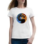 Fashion, accesorii si bijuterii - Femei - Imbracaminte femei - Tricouri si topuri femei - Tricou femei Mortal Kombat Yin Yang Emblem Raiden Dragon, alb, marime 2XL - Infinity.ro