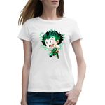 Fashion, accesorii si bijuterii - Femei - Imbracaminte femei - Tricouri si topuri femei - Tricou femei My Hero Academia Deku Izuku Midoriya, alb, marime 2XL - Infinity.ro