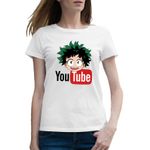 Fashion, accesorii si bijuterii - Femei - Imbracaminte femei - Tricouri si topuri femei - Tricou femei My Hero Academia Youtube Creator Anime, alb, marime 2XL - Infinity.ro
