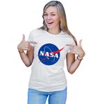 Fashion, accesorii si bijuterii - Femei - Imbracaminte femei - Tricouri si topuri femei - Tricou Femei NASA Logo Universe Projects Science Astronomy Physics, alb,  marime 2XL - Infinity.ro
