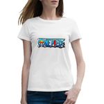 Fashion, accesorii si bijuterii - Femei - Imbracaminte femei - Tricouri si topuri femei - Tricou femei One Piece Anime Manga Logo Serial, alb, marime L - Infinity.ro