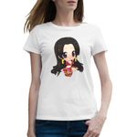 Fashion, accesorii si bijuterii - Femei - Imbracaminte femei - Tricouri si topuri femei - Tricou femei One Piece Boa Hancock Warlord Anime Manga, alb, marime 2XL - Infinity.ro