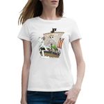 Fashion, accesorii si bijuterii - Femei - Imbracaminte femei - Tricouri si topuri femei - Tricou femei One Piece Corabie Ship War Caravel Cartoon, alb, marime 2XL - Infinity.ro