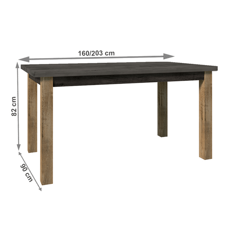 Casa si Gradina - Mobilier - Mese si birouri - Mese bucatarie si dining - Masa dining, extensibila, stejar lefkas inchis/gri, 160-203x90 cm, MONTANA STW - Infinity.ro