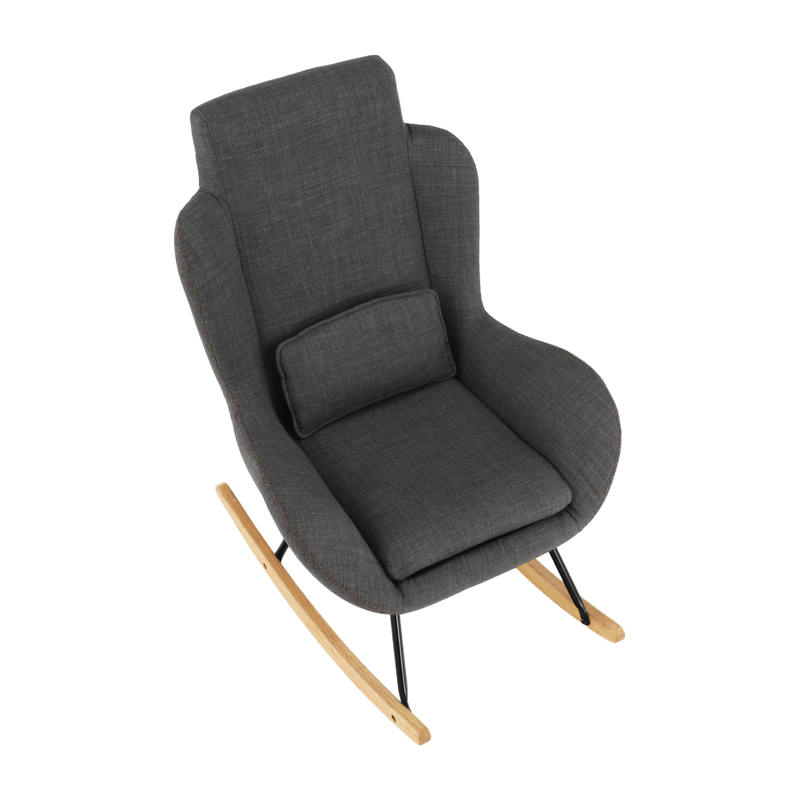 Casa si Gradina - Mobilier - Scaune si fotolii - Fotolii - Fotoliu balansoar, material textil gri/lemn, HARPER - Infinity.ro