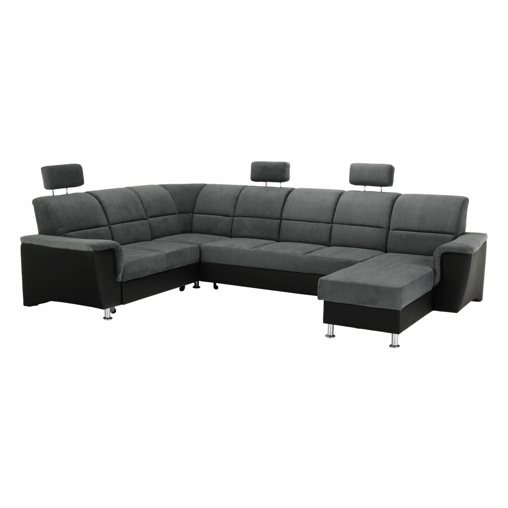 Coltar, piele eco neagra/textil gri inchis, stanga, SANTIAGO U