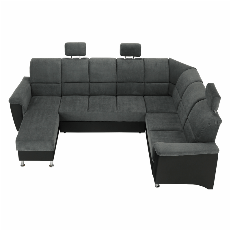 Casa si Gradina - Mobilier - Canapele si coltare - Coltare - Coltar, piele ecologica negru/material, model dreapta, SANTIAGO U - Infinity.ro