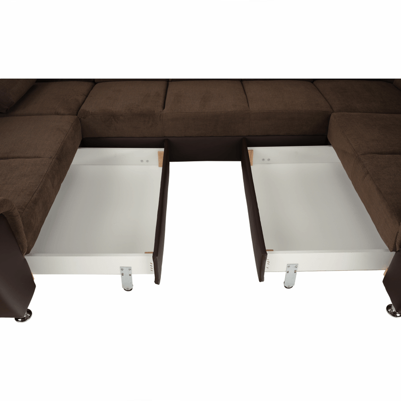 Casa si Gradina - Mobilier - Canapele si coltare - Coltare - Coltar, piele ecologica maro/material textil maro, SANTIAGO U MARE - Infinity.ro