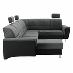 Casa si Gradina - Mobilier - Canapele si coltare - Coltare - Coltar, piele ecologica negru/material, model dreapta, SANTIAGO U - Infinity.ro