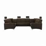 Casa si Gradina - Mobilier - Canapele si coltare - Coltare - Coltar, piele ecologica maro/material textil maro, SANTIAGO U MARE - Infinity.ro