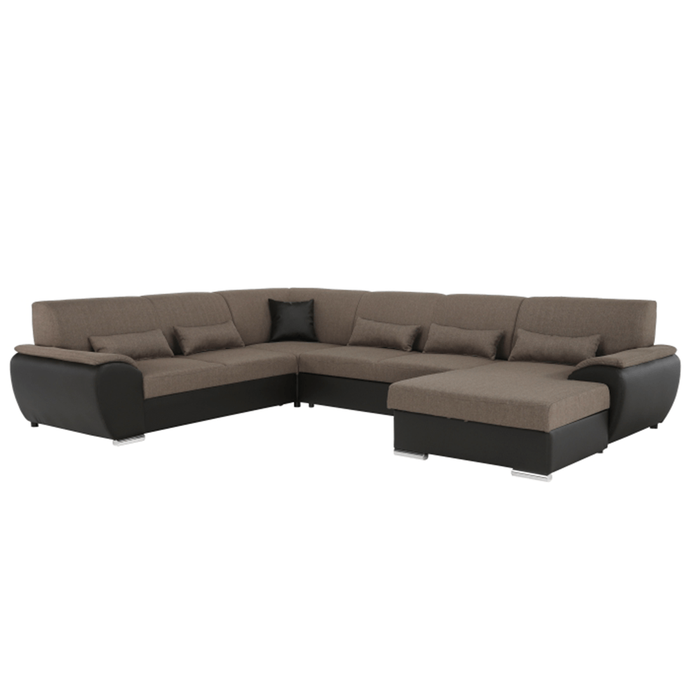 Coltar in forma de U, material textil maro/piele ecologica maro, dreapta, EMILY U