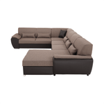 Casa si Gradina - Mobilier - Canapele si coltare - Coltare - Coltar in forma de U, material textil maro/piele ecologica maro, dreapta, EMILY U - Infinity.ro