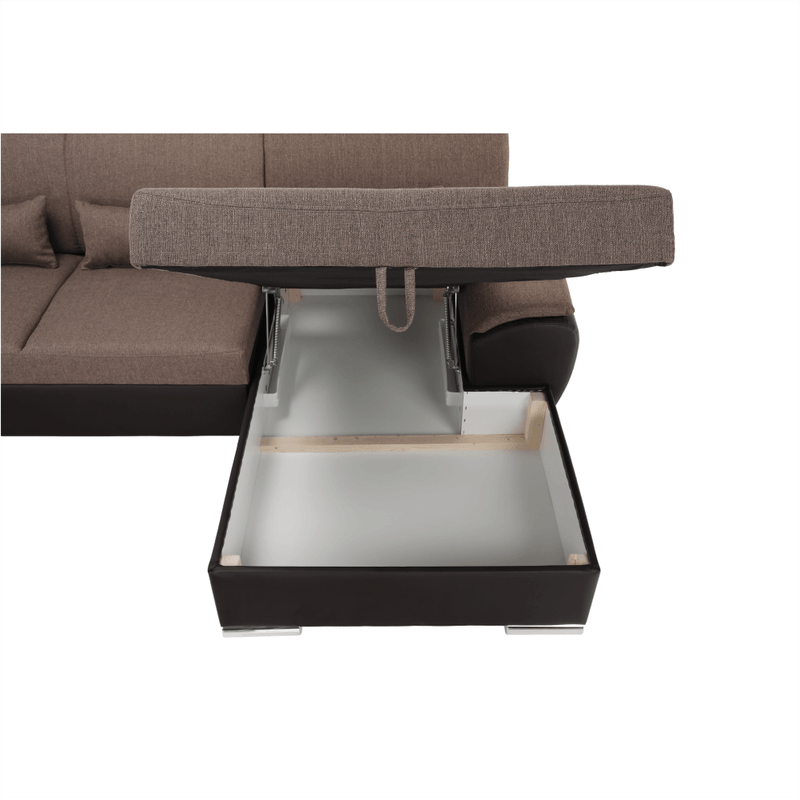 Casa si Gradina - Mobilier - Canapele si coltare - Coltare - Coltar in forma de U, material textil maro/piele ecologica maro, dreapta, EMILY U - Infinity.ro
