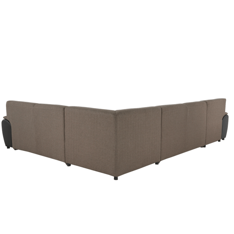 Casa si Gradina - Mobilier - Canapele si coltare - Coltare - Coltar in forma de U, material textil maro/piele ecologica maro, dreapta, EMILY U - Infinity.ro
