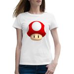 Fashion, accesorii si bijuterii - Femei - Imbracaminte femei - Tricouri si topuri femei - Tricou femei Super Mario Bros Cap Ciuperca Video Game, alb, marime 2XL - Infinity.ro