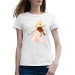 Fashion, accesorii si bijuterii - Femei - Imbracaminte femei - Tricouri si topuri femei - Tricou femei Your Lie in April Kaori Vioara Iubire Anime, alb, marime 2XL - Infinity.ro