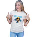 Fashion, accesorii si bijuterii - Femei - Imbracaminte femei - Tricouri si topuri femei - Tricou Femei Wolverine Chibi Small Claws Fast Ability Action Horror, alb,  marime 2XL - Infinity.ro