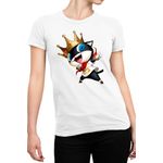 Fashion, accesorii si bijuterii - Femei - Imbracaminte femei - Tricouri si topuri femei - Tricou Femei Persona Mascot King Action Music Cat, alb,  marime 2XL - Infinity.ro