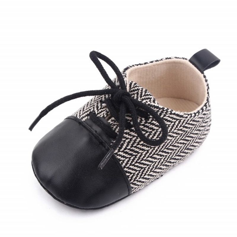Fashion, accesorii si bijuterii - Copii - Incaltaminte copii - Pantofi copii - Pantofi eleganti SuperBaby, Model AL 20224 ZigZag, Textil, Pentru bebelusi, Baieti, 9-12 luni, Negru cu alb, 20 - Infinity.ro