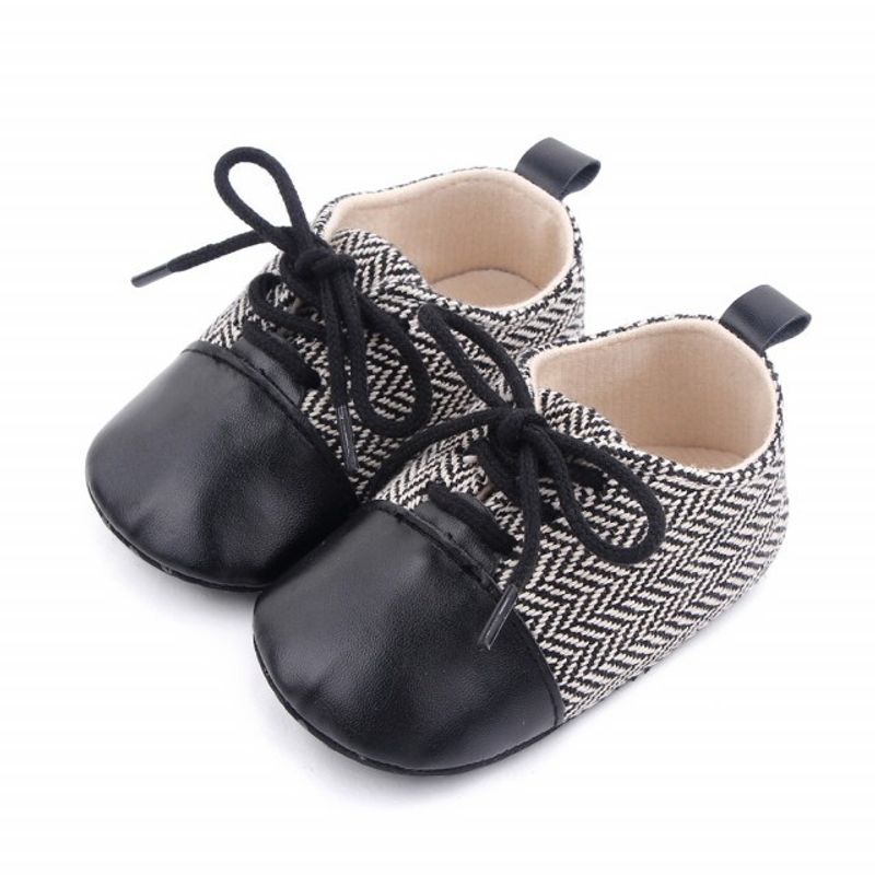 Fashion, accesorii si bijuterii - Copii - Incaltaminte copii - Pantofi copii - Pantofi eleganti SuperBaby, Model AL 20224 ZigZag, Textil, Pentru bebelusi, Baieti, 9-12 luni, Negru cu alb, 20 - Infinity.ro