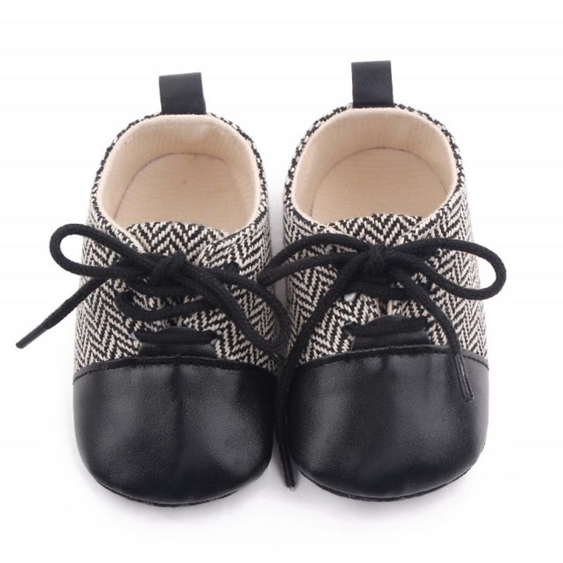 Fashion, accesorii si bijuterii - Copii - Incaltaminte copii - Pantofi copii - Pantofi eleganti SuperBaby, Model AL 20224 ZigZag, Textil, Pentru bebelusi, Baieti, 9-12 luni, Negru cu alb, 20 - Infinity.ro