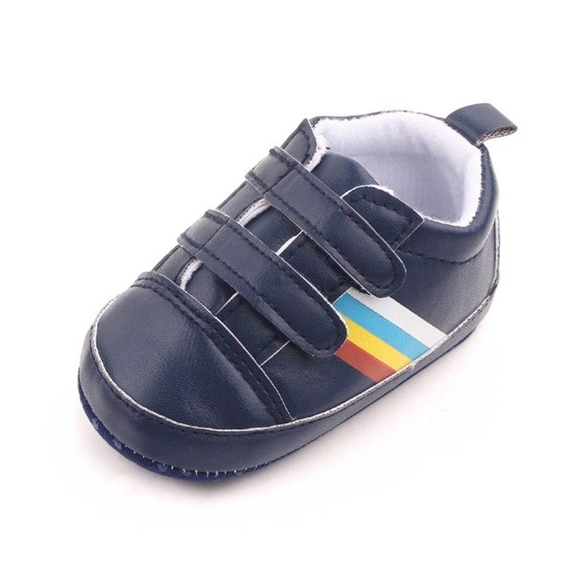 Fashion, accesorii si bijuterii - Copii - Incaltaminte copii - Sneakers si tenisi copii - Pantofi sport SuperBaby, Model AL 16340 cu dungi multicolore, pentru bebelusi, Piele ecologica, 3-6 luni, Bleumarin, 18 - Infinity.ro