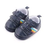 Fashion, accesorii si bijuterii - Copii - Incaltaminte copii - Sneakers si tenisi copii - Pantofi sport SuperBaby, Model AL 16340 cu dungi multicolore, pentru bebelusi, Piele ecologica, 3-6 luni, Bleumarin, 18 - Infinity.ro