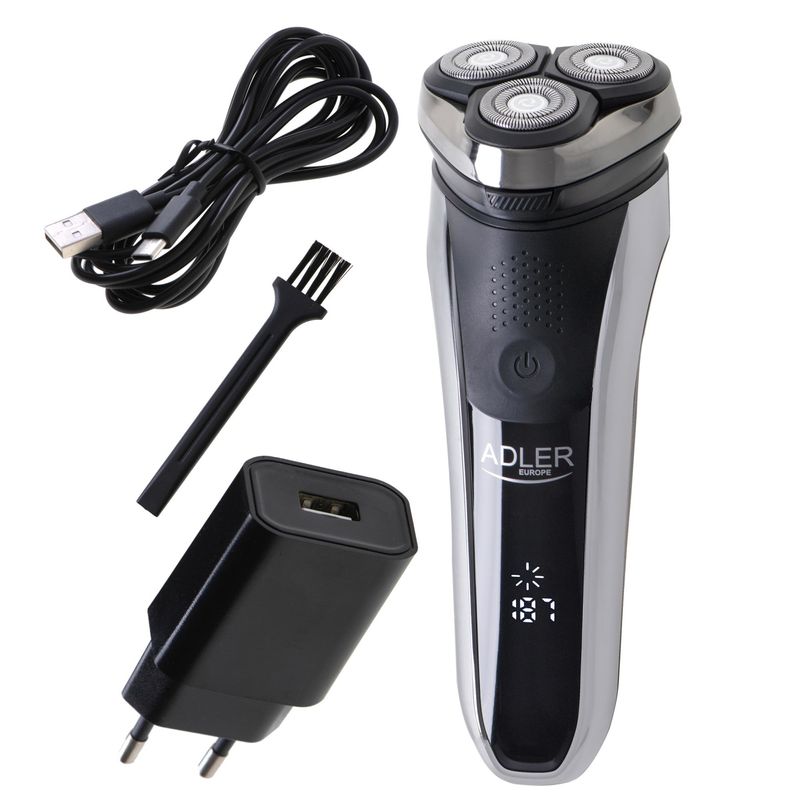 Ingrijire personala si Cosmetice - Aparate & accesorii ingrijire personala - Aparate de ras si tuns - Aparate de ras electrice - Aparat de ras electric Adler AD 2933, Autonomie 180 minute, Afisaj LCD, Negru - Infinity.ro