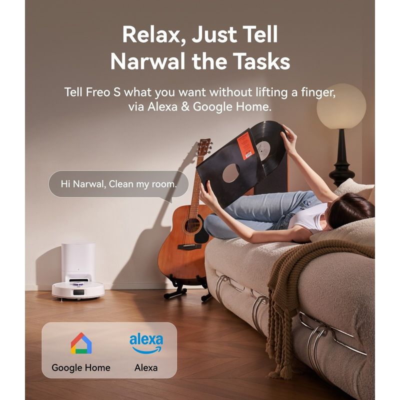 Electronice si Electrocasnice - Ingrijirea locuintei - Aspiratoare - Robot de aspirare Narwal Freo S CP-ZD-A00198-00-00, 8000 Pa, baterie 3200mAh, Narwal APP Freo Advice, Alb - Infinity.ro