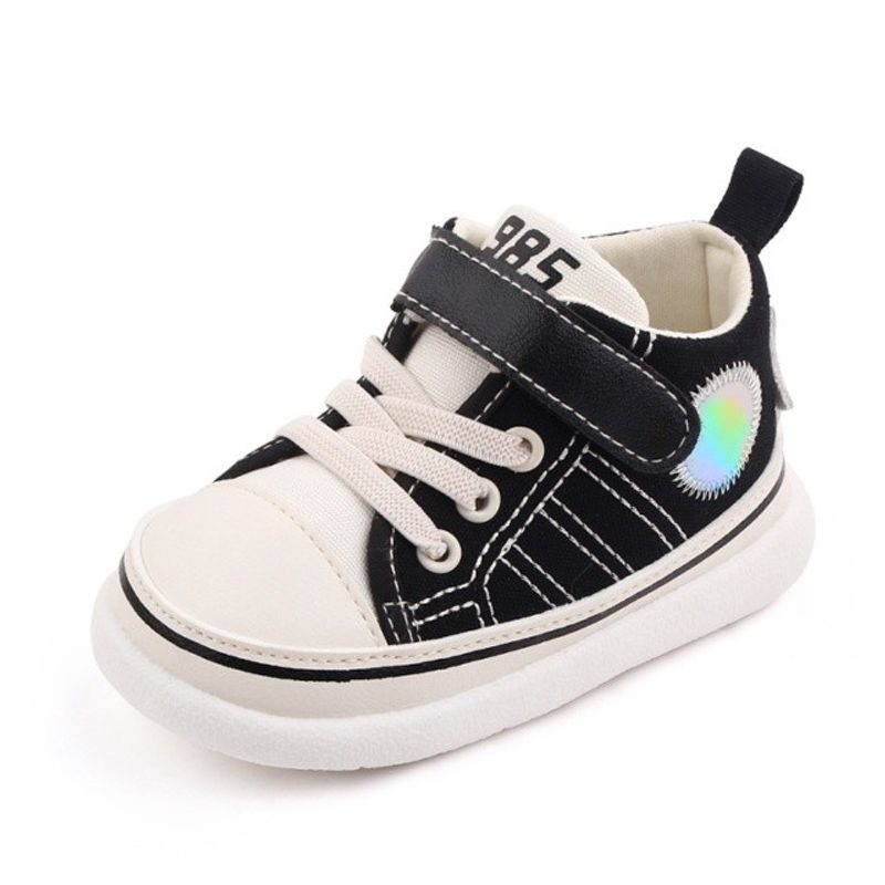 Fashion, accesorii si bijuterii - Copii - Incaltaminte copii - Sneakers si tenisi copii - Tenisi Superbaby, Peste Glezna, Casual, Textil, Baieti, Fete, Siret, Alb, Negru, 19 - Infinity.ro