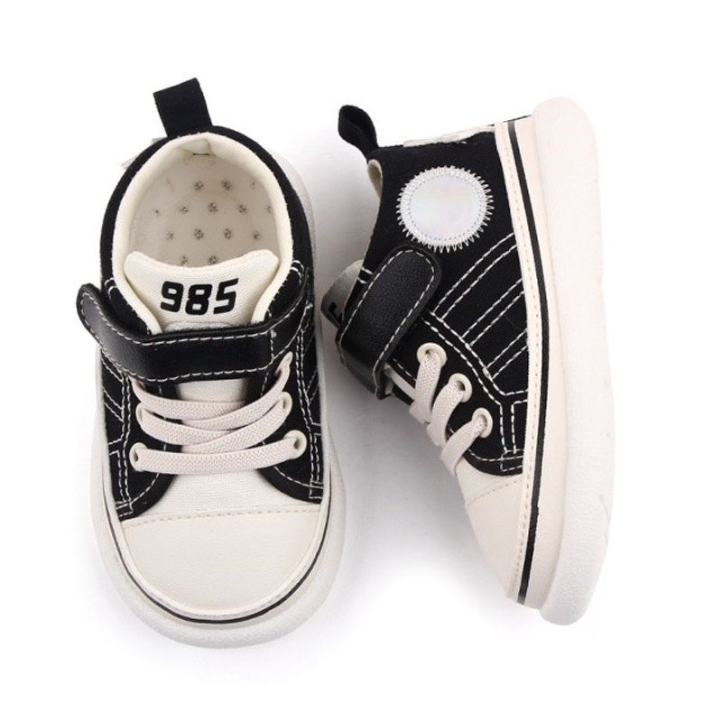 Fashion, accesorii si bijuterii - Copii - Incaltaminte copii - Sneakers si tenisi copii - Tenisi Superbaby, Peste Glezna, Casual, Textil, Baieti, Fete, Siret, Alb, Negru, 19 - Infinity.ro