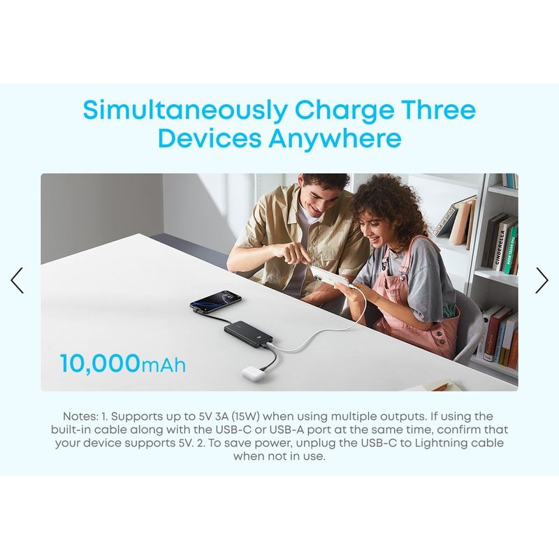 Laptop, Telefoane si Tablete - Telefoane mobile si accesorii - Accesorii Telefoane - Baterii externe - Baterie externa Anker Zolo 10.000 mAh, 22.5W, cablu USB-C inclus, USB-C, USB-A, Alb - Infinity.ro