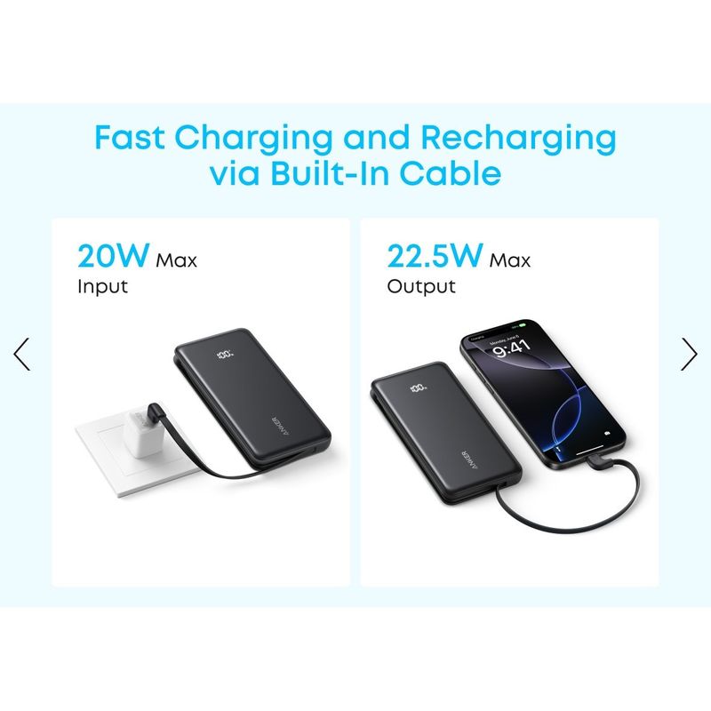 Laptop, Telefoane si Tablete - Telefoane mobile si accesorii - Accesorii Telefoane - Baterii externe - Baterie externa Anker Zolo 10.000 mAh, 22.5W, cablu USB-C inclus, USB-C, USB-A, Alb - Infinity.ro