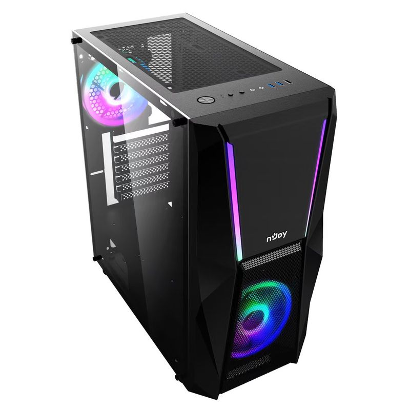PC, gaming si accesorii - Componente PC - Componente - Carcase PC si server - Carcasa nJoy Fort, Middle Tower, ATX, fara sursa, Black - Infinity.ro