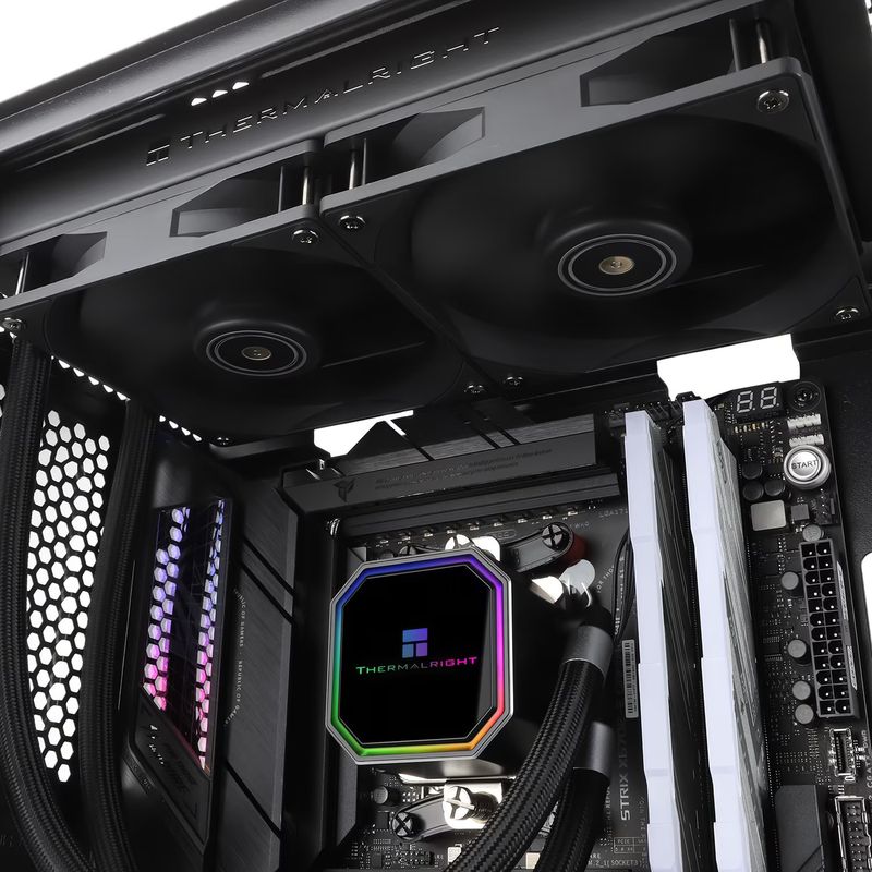 PC, gaming si accesorii - Componente PC - Coolere si Ventilatoare PC - Coolere Procesor - Cooler Thermalright „Frozen Prism 240 Black”, racire cu lichid, 2 x 120mm, 1850 rpm, fara LED, negru - Infinity.ro
