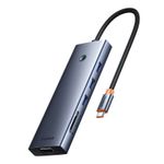 PC, gaming si accesorii - Retelistica - Hub-uri - HUB Baseus UltraJoy Type-C cu 10 porturi HDMI, VGA, 3xUSB 3.0, PD, RJ45, SD/TF, 3,5 mm Gri - Infinity.ro