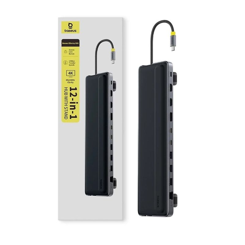 PC, gaming si accesorii - Retelistica - Hub-uri - Hub USB-C la 2x HDMI, DP, 3x Type-C, 3x USB, SD/TF, RJ45, 10Gbps - Baseus (B0114200) - Space Grey - Infinity.ro