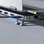 PC, gaming si accesorii - Retelistica - Hub-uri - Hub USB-C la 2x HDMI, DP, 3x Type-C, 3x USB, SD/TF, RJ45, 10Gbps - Baseus (B0114200) - Space Grey - Infinity.ro