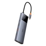 PC, gaming si accesorii - Retelistica - Hub-uri - Hub USB-C la HDMI, 3xUSB, 2xUSB-C, RJ45, SD, TF, Jack3.5mm - Baseus Metal Gleam Series II (B00061800813-00) - Space Grey - Infinity.ro