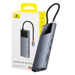 PC, gaming si accesorii - Retelistica - Hub-uri - Hub USB-C la HDMI, 3xUSB, 2xUSB-C, RJ45, SD, TF, Jack3.5mm - Baseus Metal Gleam Series II (B00061800813-00) - Space Grey - Infinity.ro