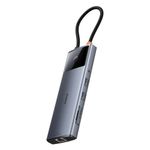 PC, gaming si accesorii - Retelistica - Hub-uri - Hub USB-C la HDMI, 3xUSB, 2xUSB-C, RJ45, SD, TF, Jack3.5mm - Baseus Metal Gleam Series II (B00061800813-00) - Space Grey - Infinity.ro