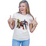 Fashion, accesorii si bijuterii - Femei - Imbracaminte femei - Tricouri si topuri femei - Tricou Femei Shrek Captain America Ironman Super Powers Comics, alb,  marime 2XL - Infinity.ro