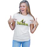 Fashion, accesorii si bijuterii - Femei - Imbracaminte femei - Tricouri si topuri femei - Tricou Femei Shrek Logo Monster Donkey Animal Gnom Medieval, alb,  marime 2XL - Infinity.ro