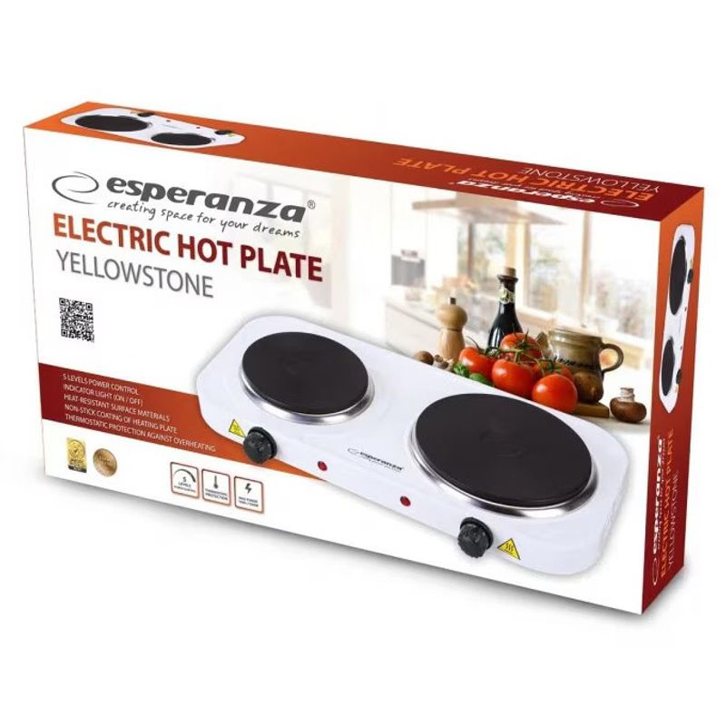 Electronice si Electrocasnice - Aragazuri, cuptoare si hote - Plite incorporabile - Plite electrice - Plita - Esperanza Yellowstone White EKH007W - Infinity.ro