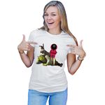 Fashion, accesorii si bijuterii - Femei - Imbracaminte femei - Tricouri si topuri femei - Tricou Femei Shrek Squid Game Donkey Manipulate Scared Funny, alb,  marime 2XL - Infinity.ro