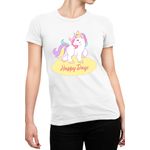 Fashion, accesorii si bijuterii - Femei - Imbracaminte femei - Tricouri si topuri femei - Tricou Femei Unicorn Squad Happy Days Magic Universe, alb,  marime 2XL - Infinity.ro