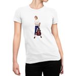 Fashion, accesorii si bijuterii - Femei - Imbracaminte femei - Tricouri si topuri femei - Tricou Femei Taylor Swift Guitar Musical Model Roles Popular, alb,  marime 2XL - Infinity.ro